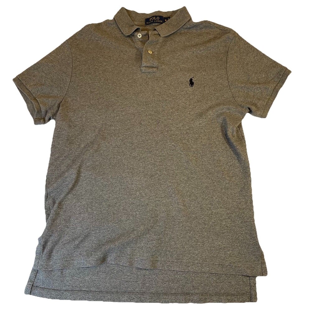 Polo Ralph Lauren Shirt Mens Medium Gray w/ Blue Pony Logo Classic Short Sleeve